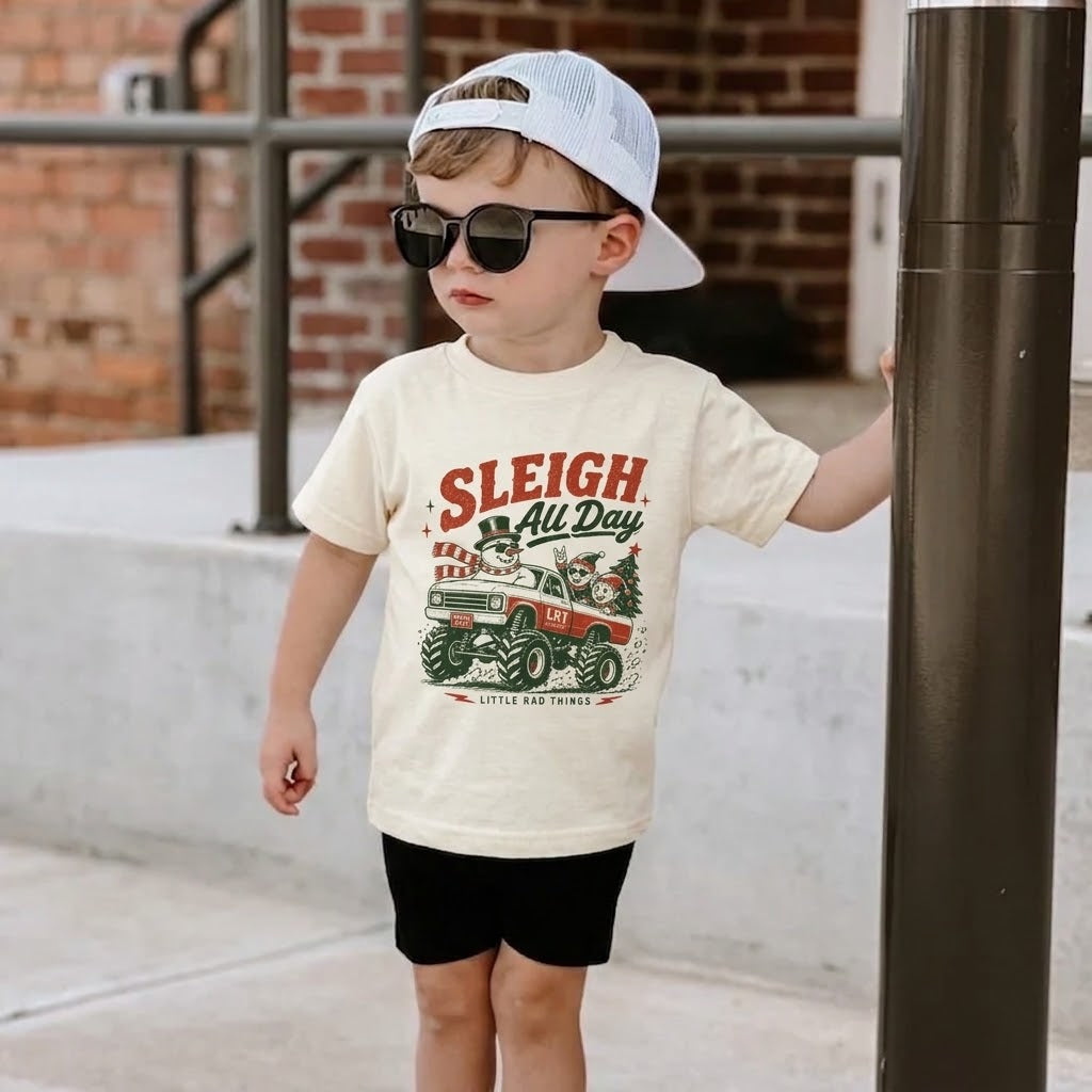 LITTLE RAD THINGS SLEIGH ALL DAY TODDLER CHRISTMAS MONSTER TRUCK TEE | Playroom Avenue