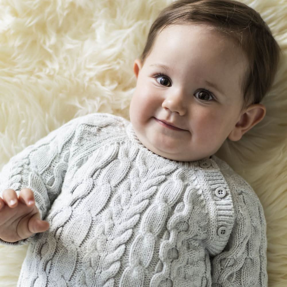 Hope & Henry Organic Cable Knit Sweater Romper | Playroom Avenue