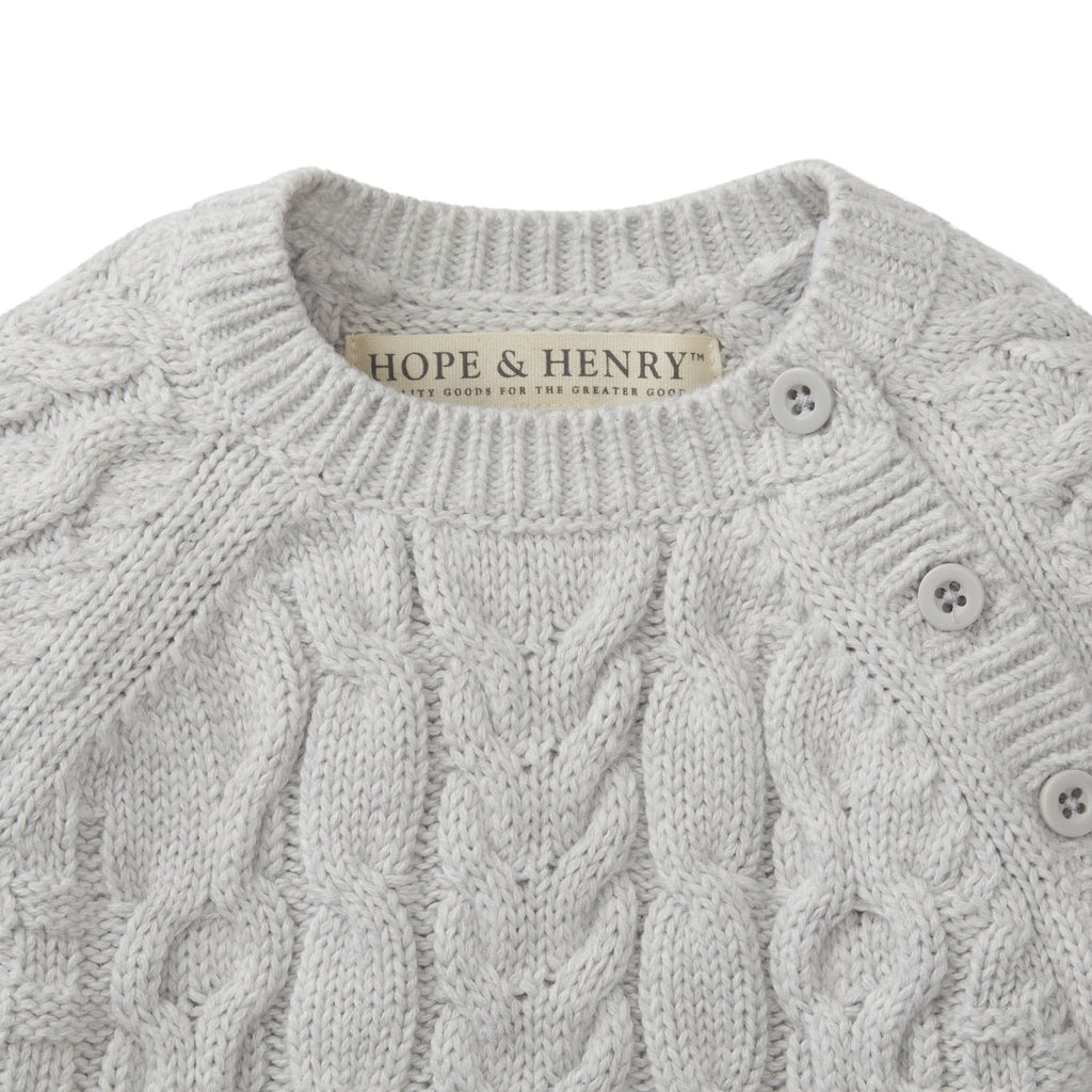 Hope & Henry Organic Cable Knit Sweater Romper | Playroom Avenue
