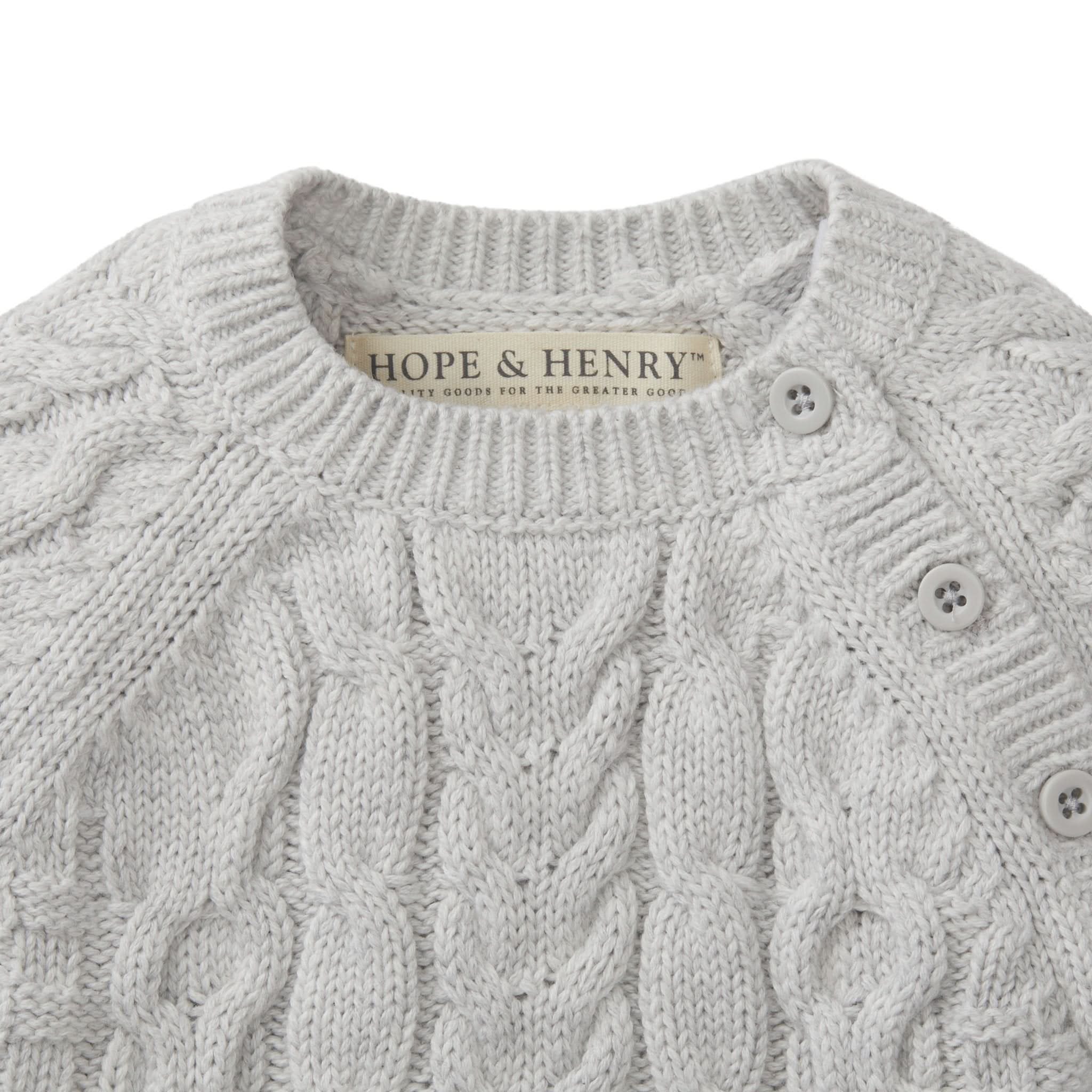 Hope & Henry Organic Cable Knit Sweater Romper | Playroom Avenue