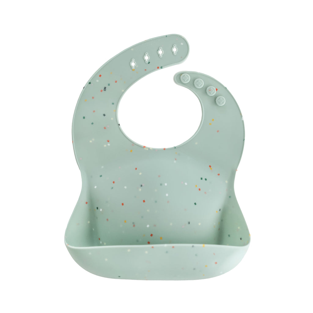 Mushie Silicone Baby Bib Cambridge Blue Confetti | Playroom Avenue