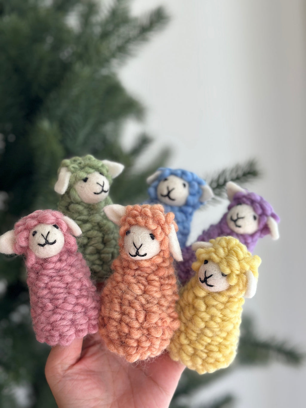 Ganapati Crafts Co. Candy Sheep finger puppet - Set of 6 | Playroom Avenue