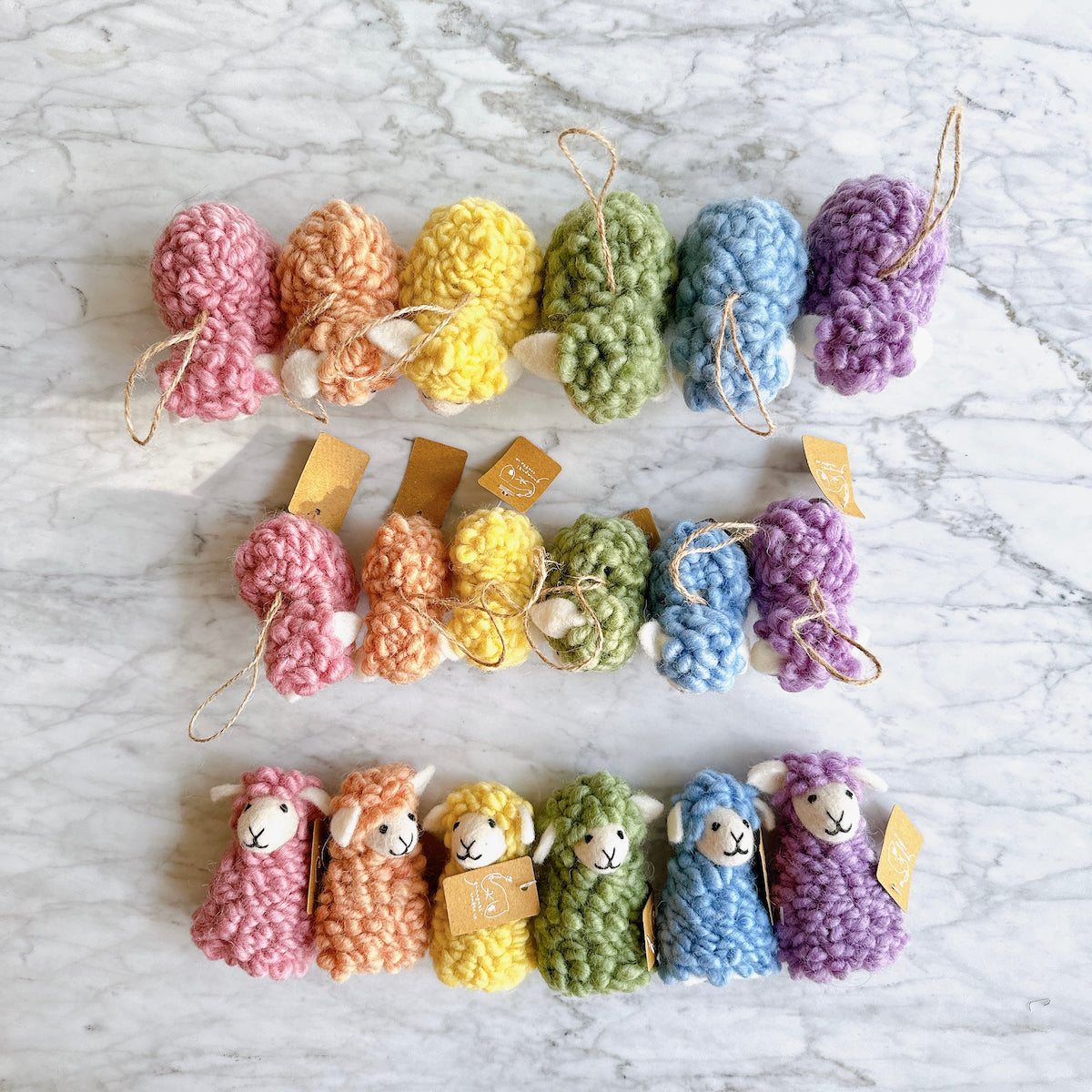 Ganapati Crafts Co. Candy Sheep finger puppet - Set of 6 | Playroom Avenue