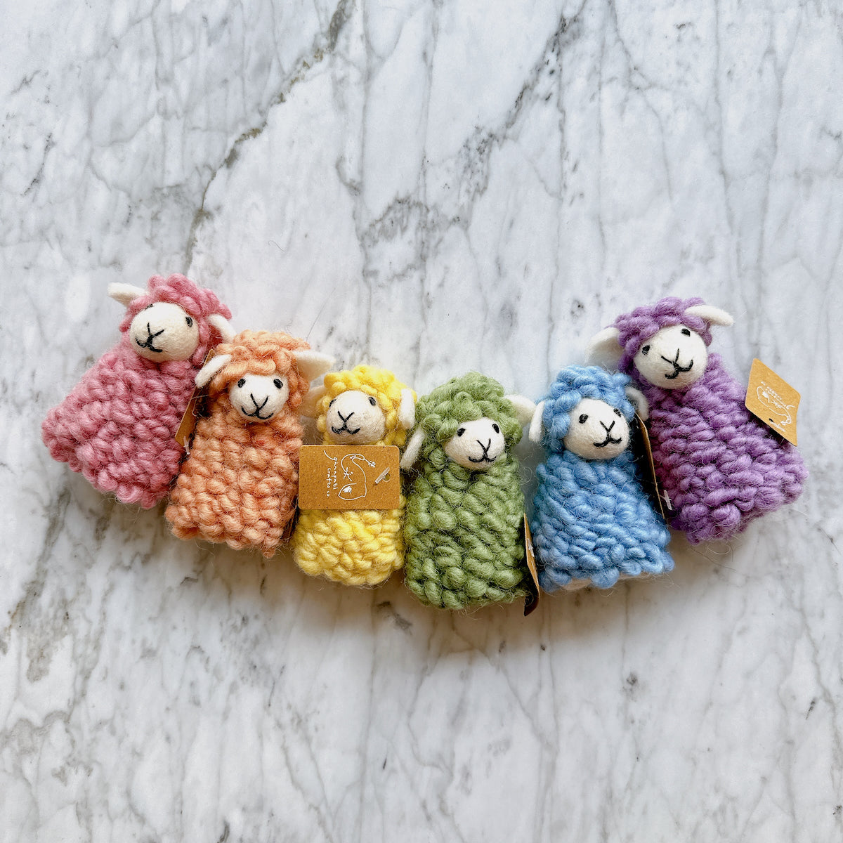Ganapati Crafts Co. Candy Sheep finger puppet - Set of 6 | Playroom Avenue