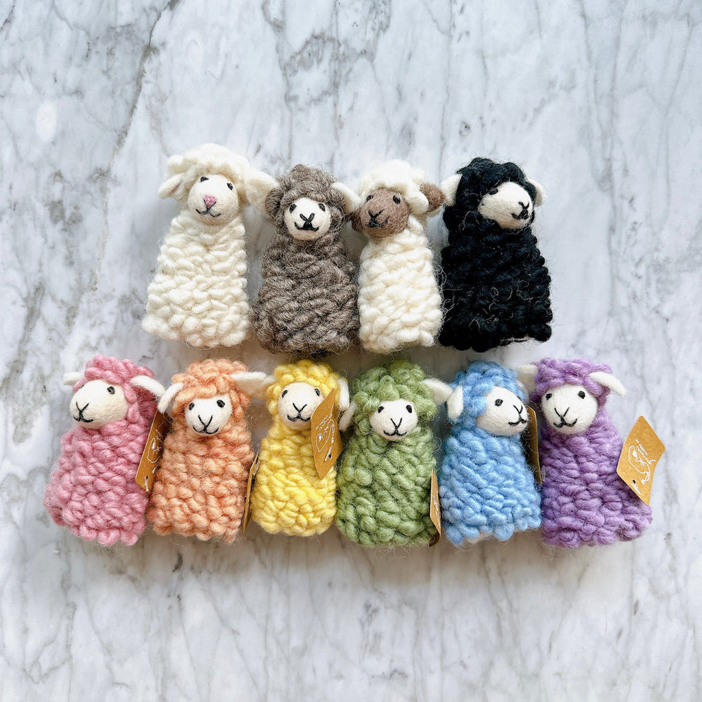 Ganapati Crafts Co. Candy Sheep finger puppet - Set of 6 | Playroom Avenue