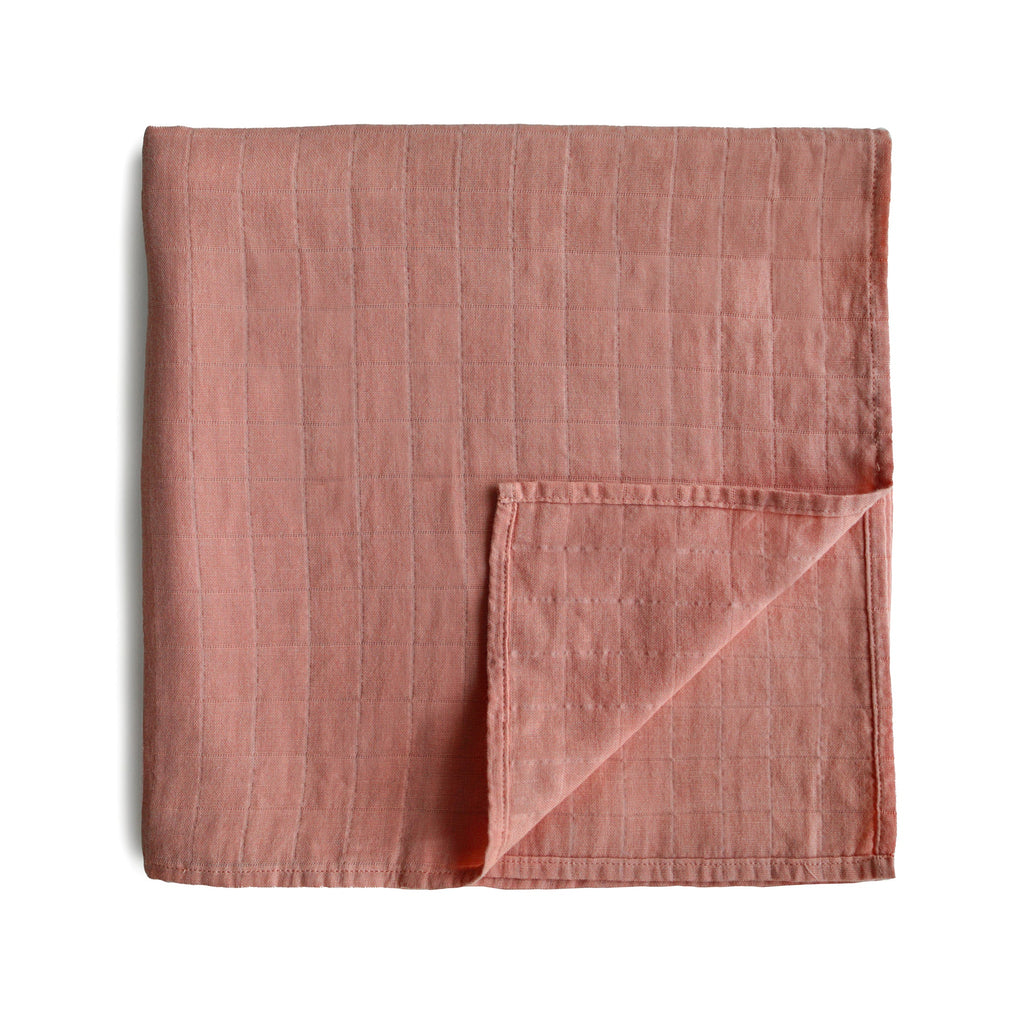Mushie Organic Cotton Muslin Swaddle Blanket Cedar | Playroom Avenue