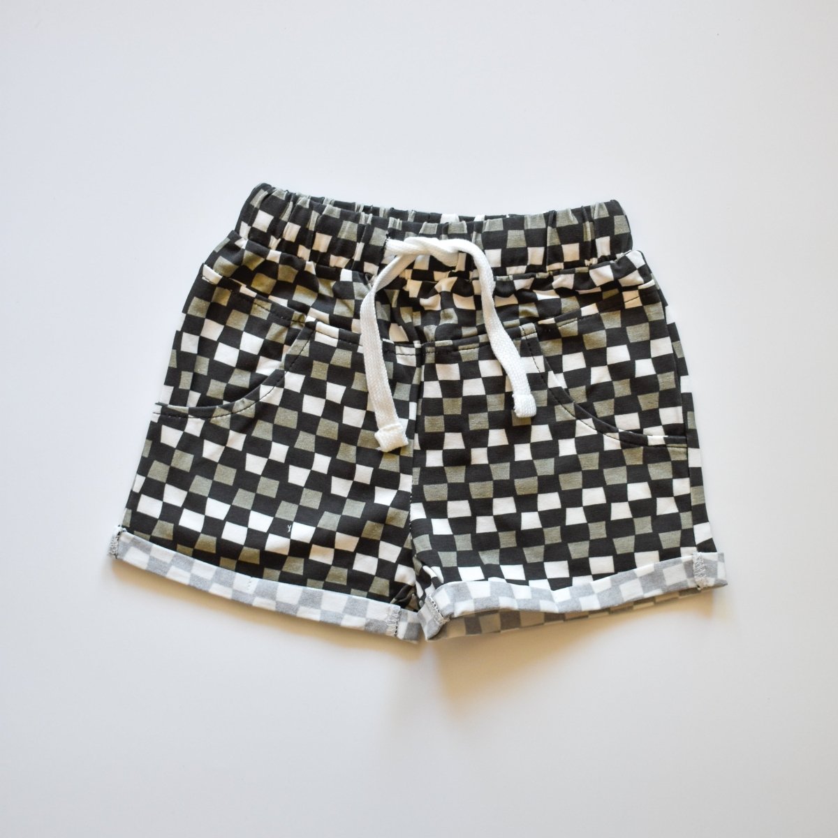 LITTLE RAD THINGS CHECK 'YA LATER SHORTS - BLACK/GREY | Playroom Avenue
