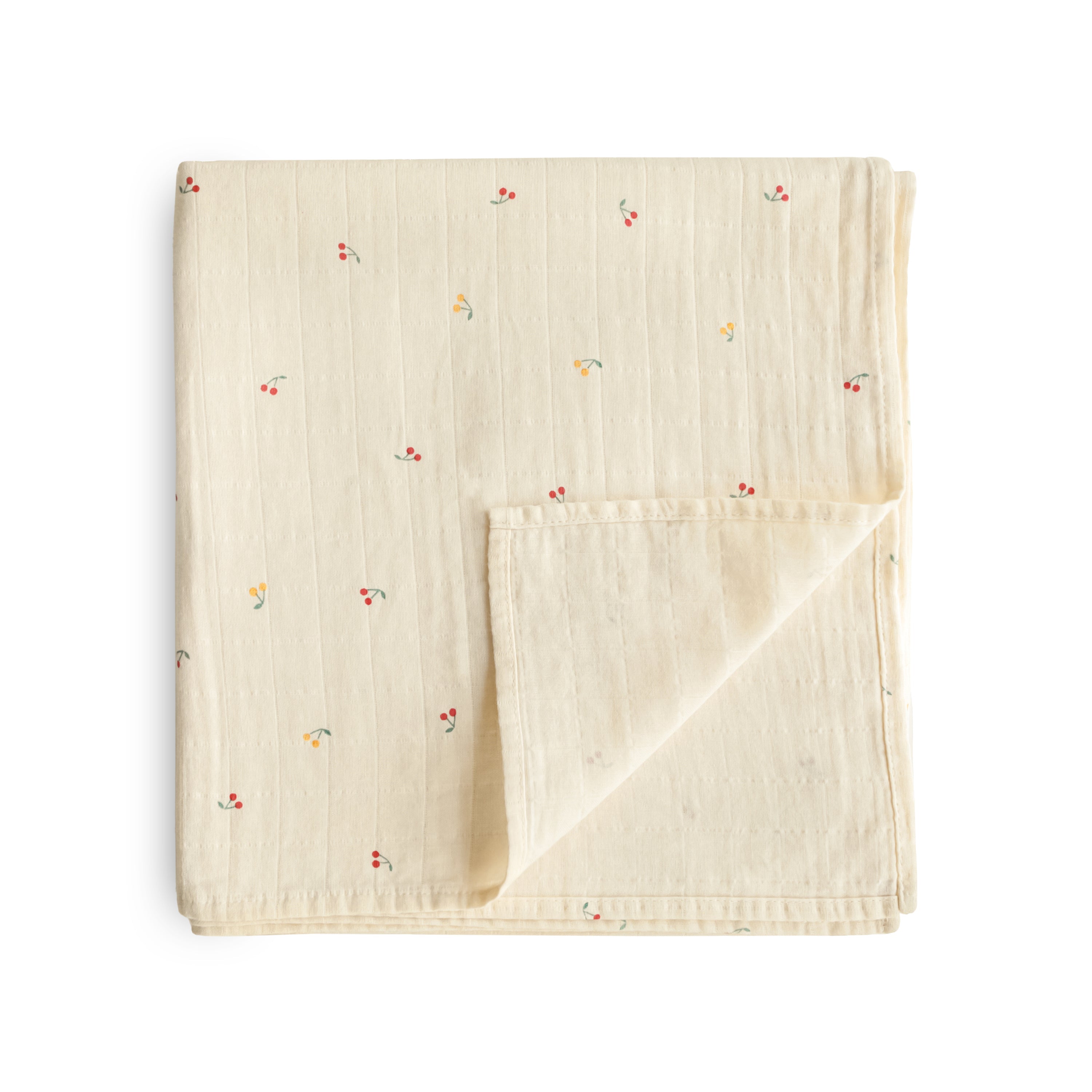 Mushie Organic Cotton Muslin Swaddle Blanket Cherries | Playroom Avenue