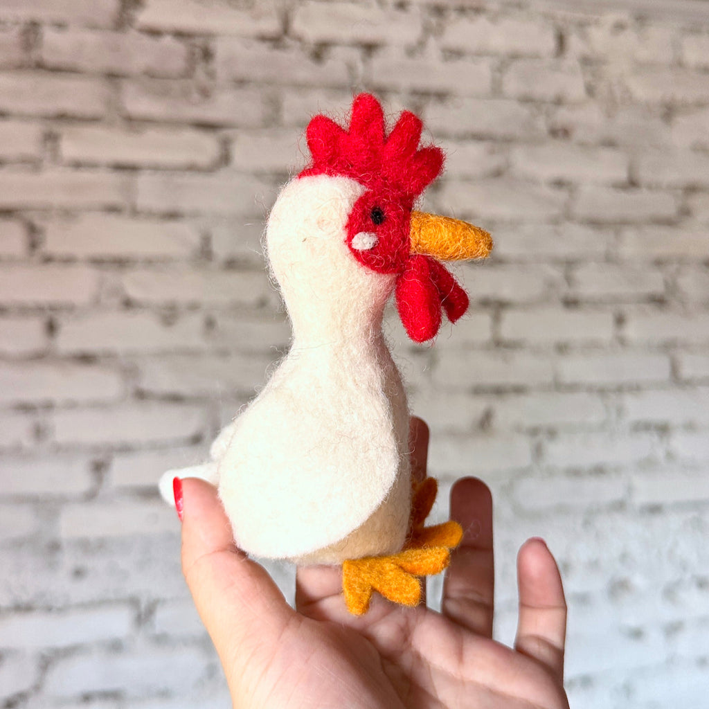 Ganapati Crafts Co. Chicken Finger Puppet White | Playroom Avenue