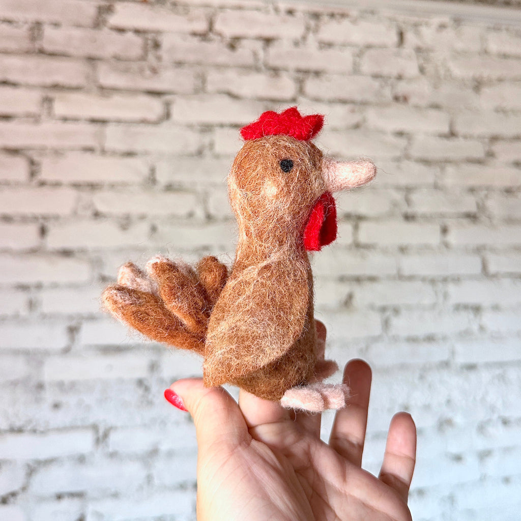 Ganapati Crafts Co. Chicken Finger Puppet Brown | Playroom Avenue