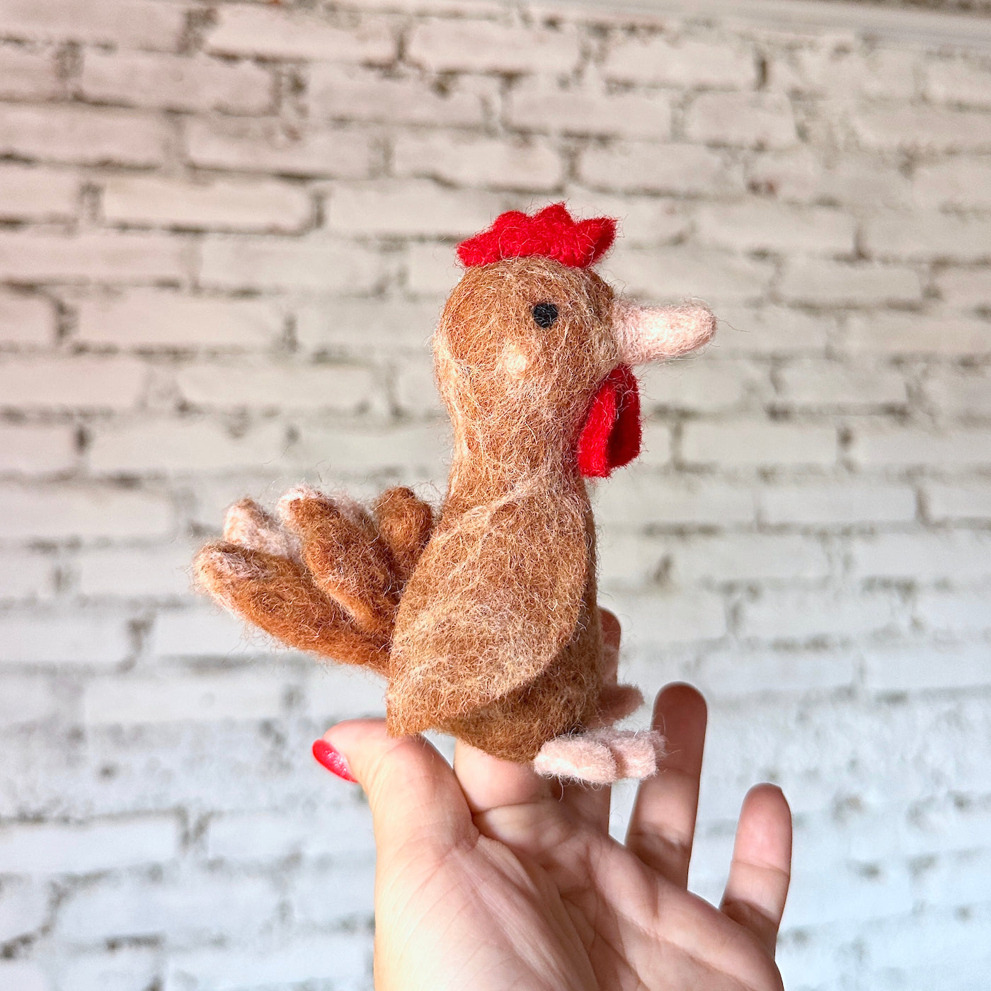 Ganapati Crafts Co. Chicken Finger Puppet Brown | Playroom Avenue