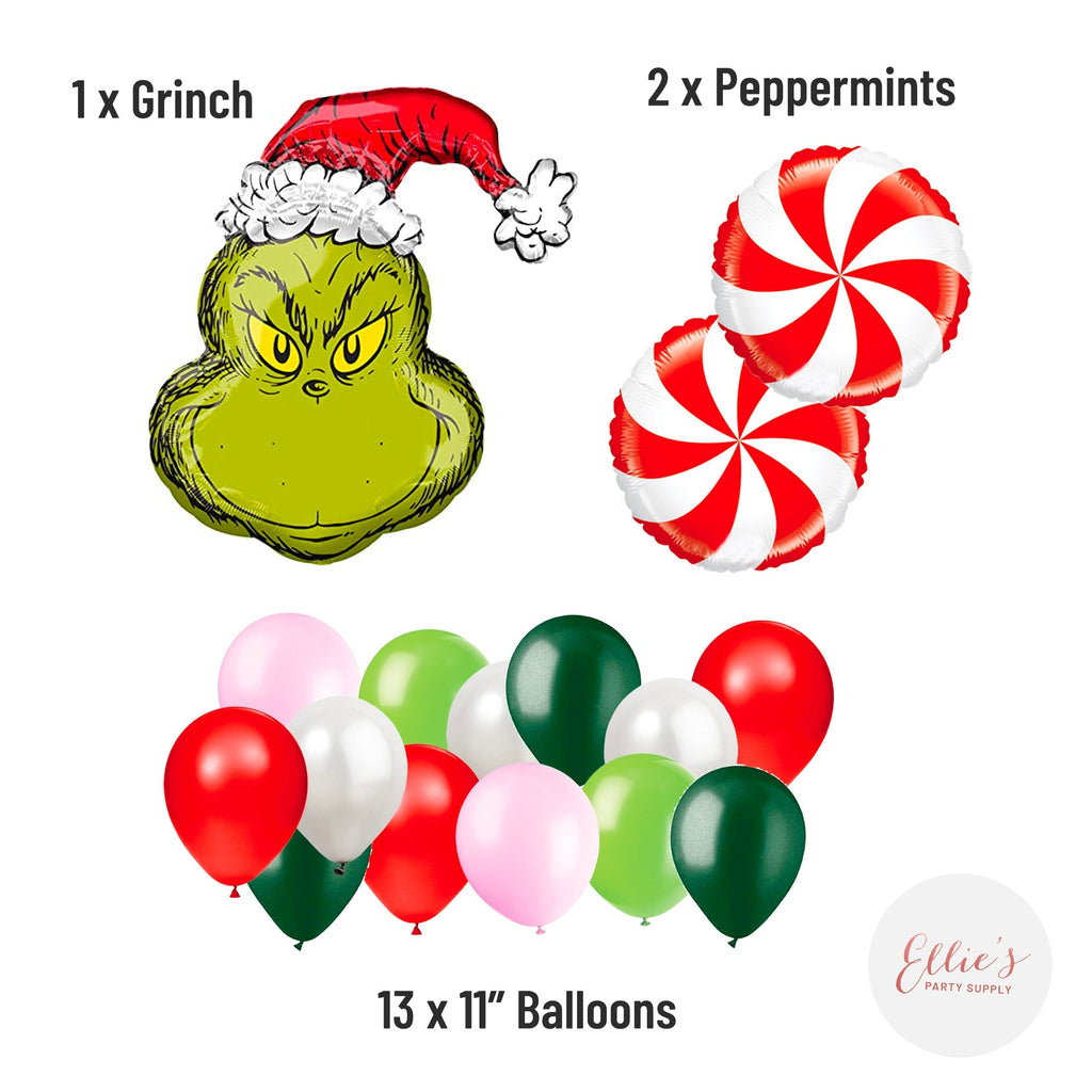 Ellie's Party Supply Christmas Grinch Balloon Bouquet Kit | Playroom Avenue