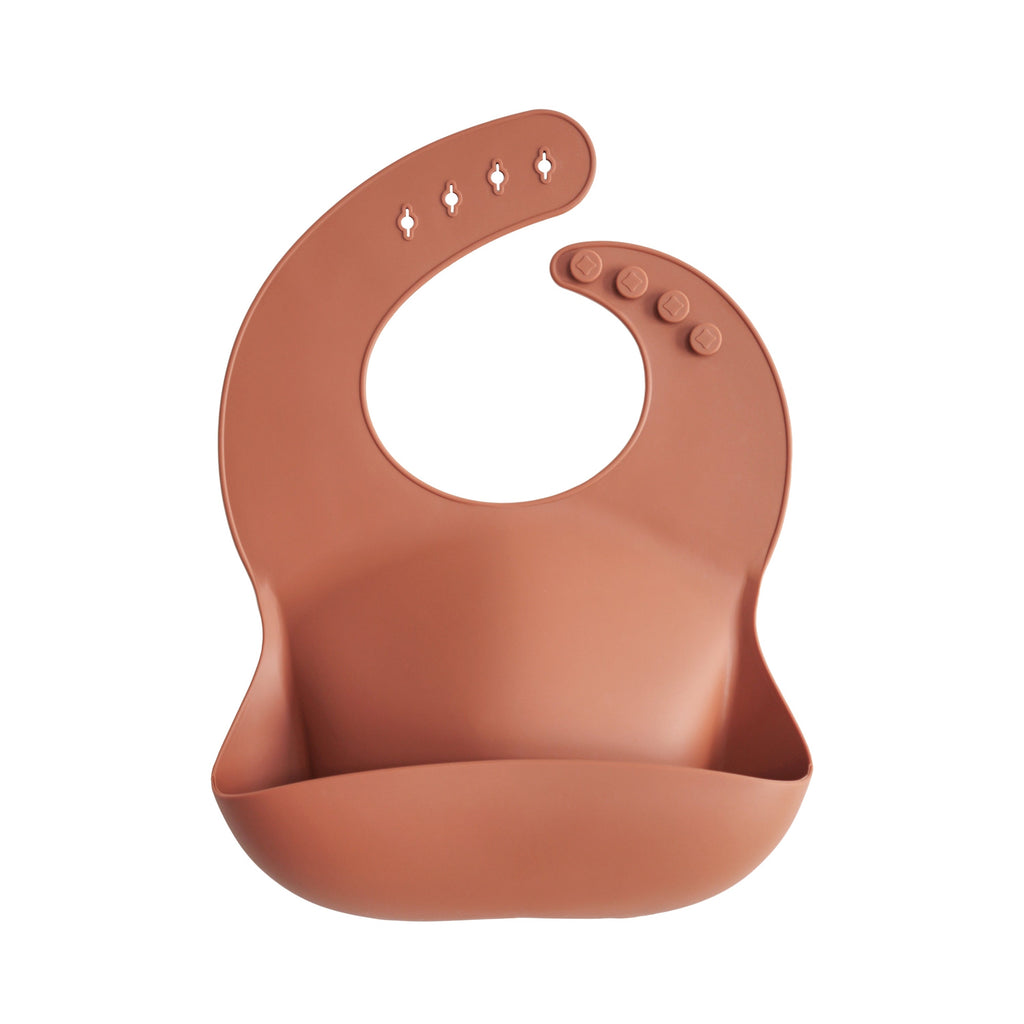 Mushie Silicone Baby Bib Clay | Playroom Avenue