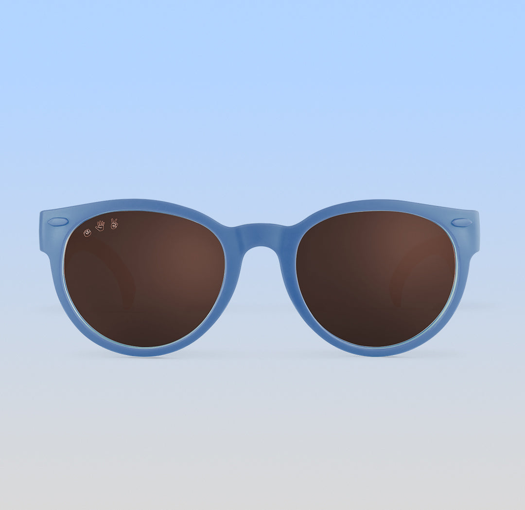 Skywalker Rounds | Toddler Polarized Brown Lens Cloudy Blue Frame | Playroom Avenue