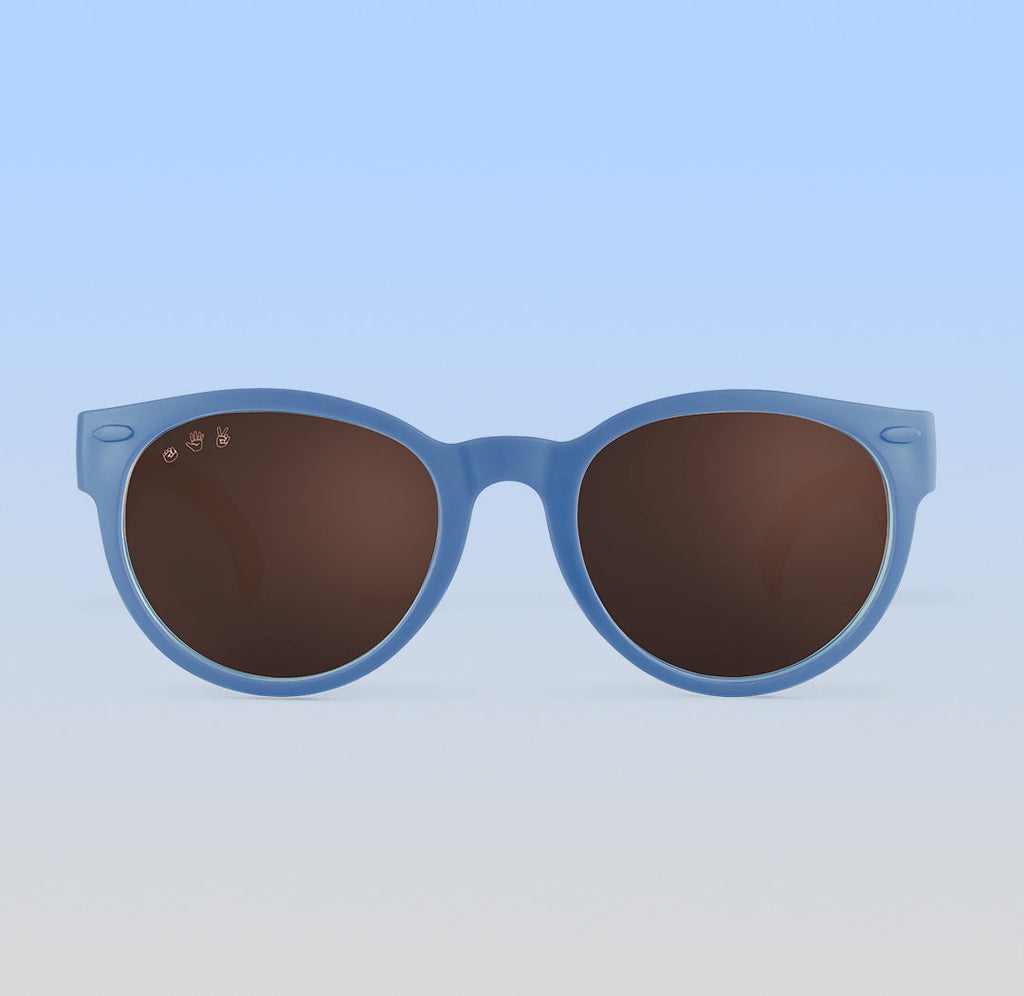 Skywalker Rounds | Junior Polarized Brown Lens Cloudy Blue Frame | Playroom Avenue