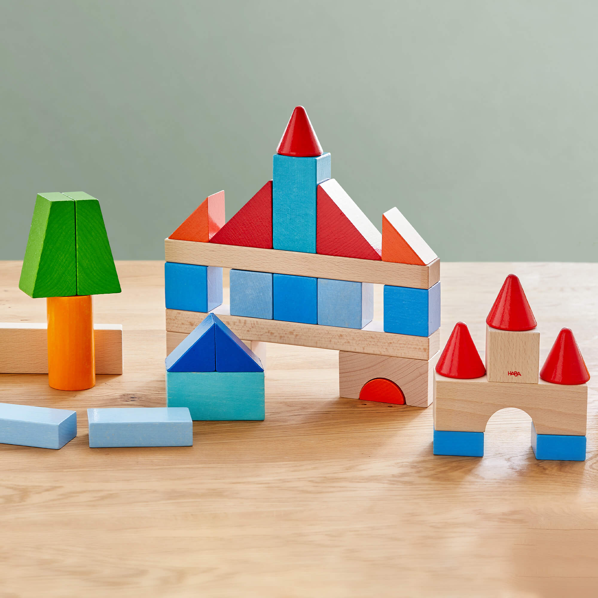 HABA Colored Wooden Building Blocks - 46 Piece Set | Playroom Avenue
