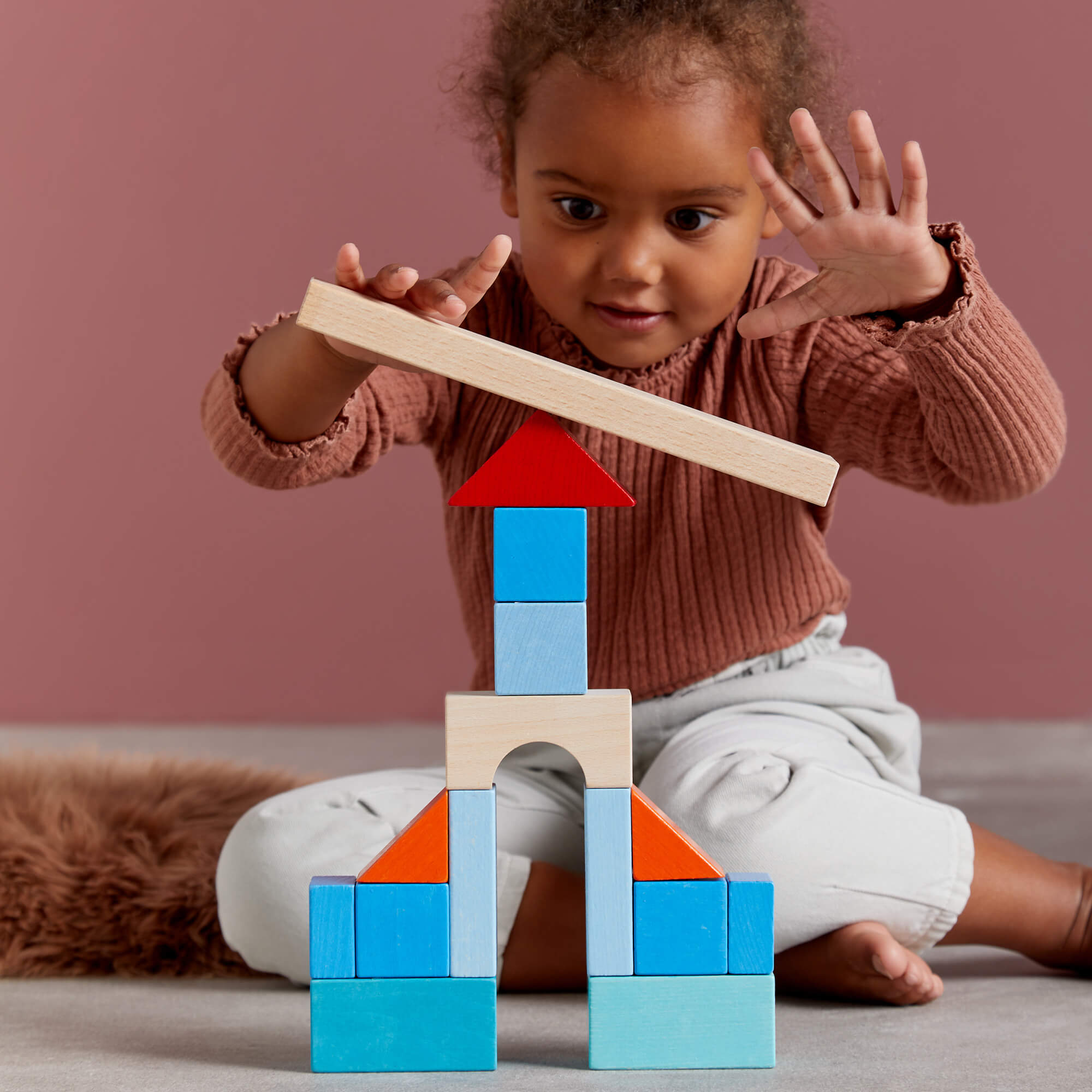HABA Colored Wooden Building Blocks - 46 Piece Set | Playroom Avenue
