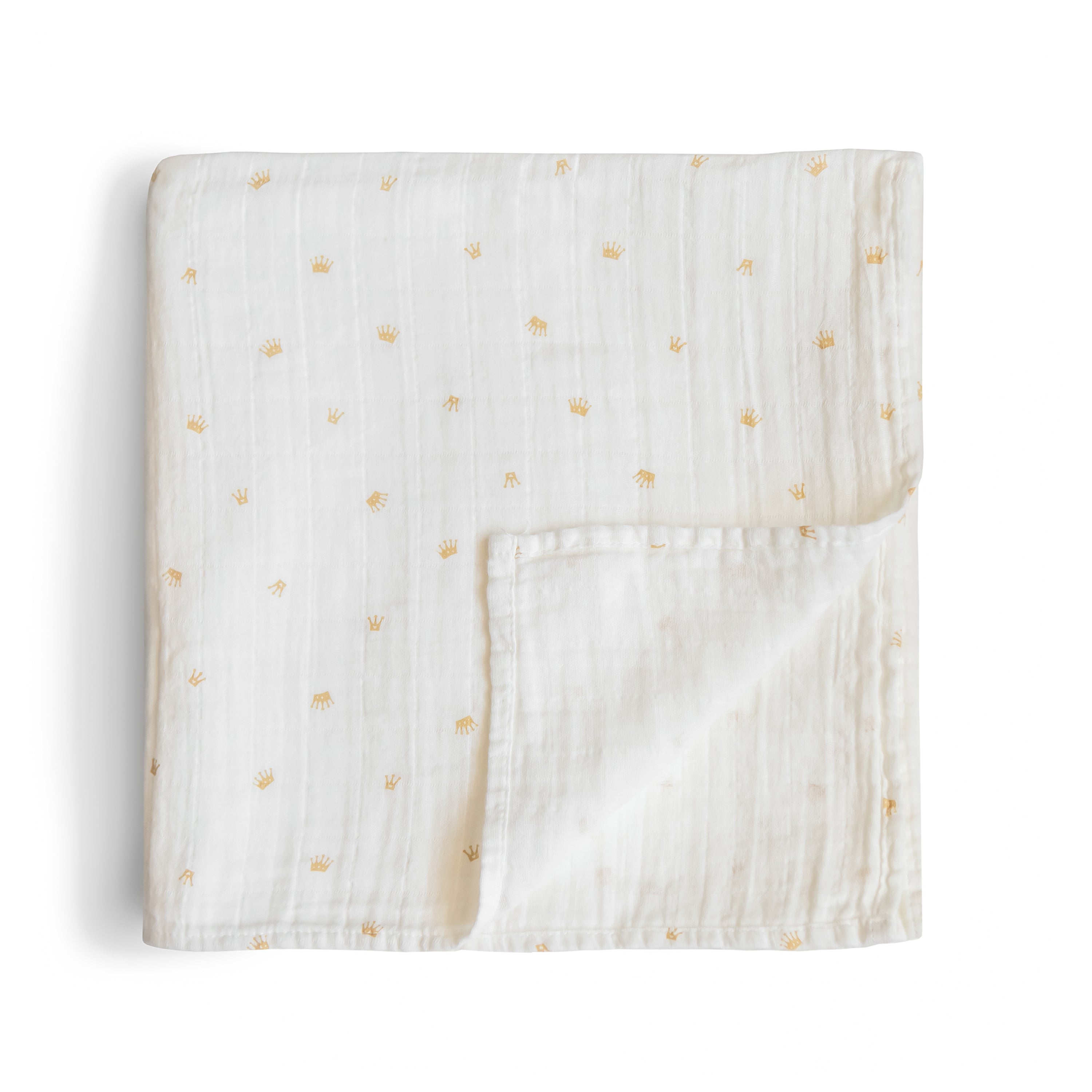 Mushie Organic Cotton Muslin Swaddle Blanket Crowns | Playroom Avenue