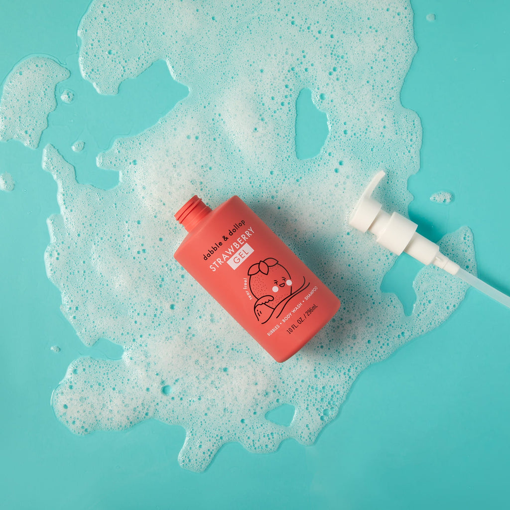 Dabble & Dollop Strawberry Bubble Bath, Body Wash & Shampoo | Playroom Avenue