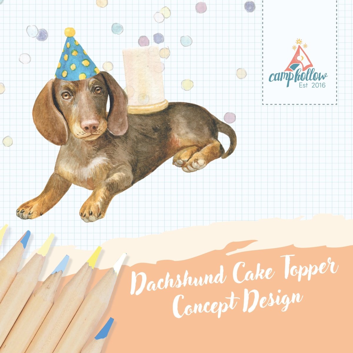 Camp Hollow Dachshund Cake Topper | Playroom Avenue