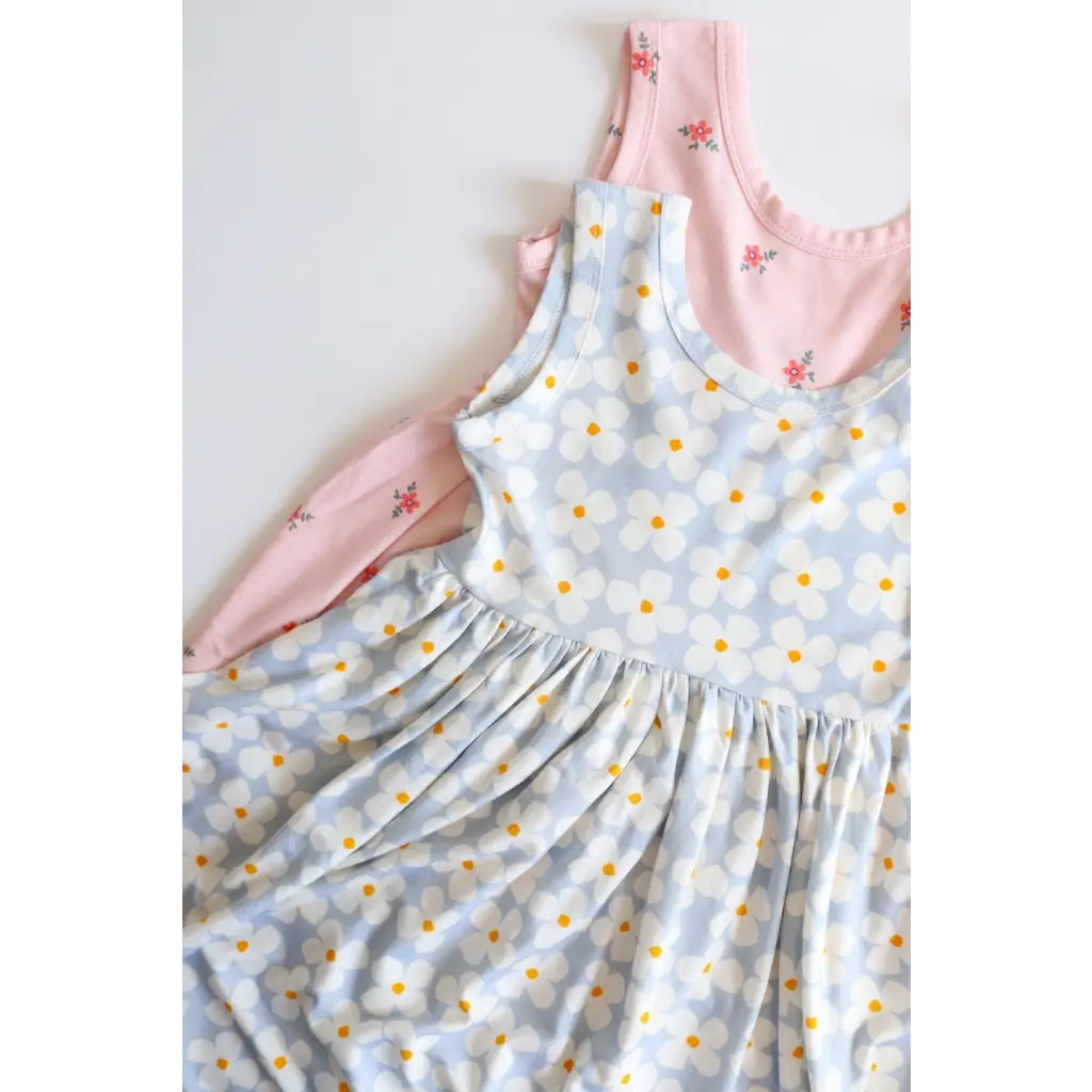 Polished Prints Bamboo Adventure Twirl Dress in Pink with Floral Prints | Playroom Avenue