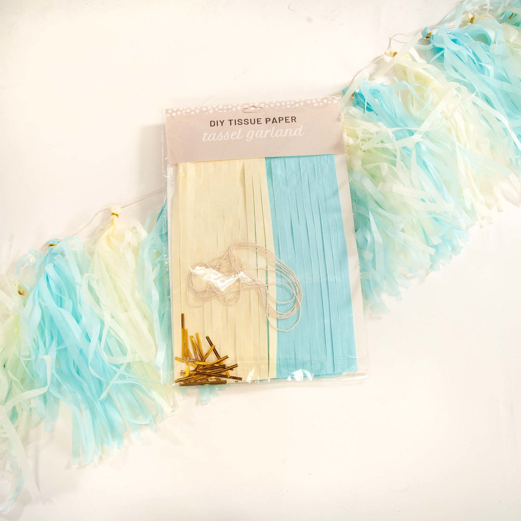 Ellie's Party Supply Paper Tassel Kit Blue + Yellow Tassel Kit | Playroom Avenue