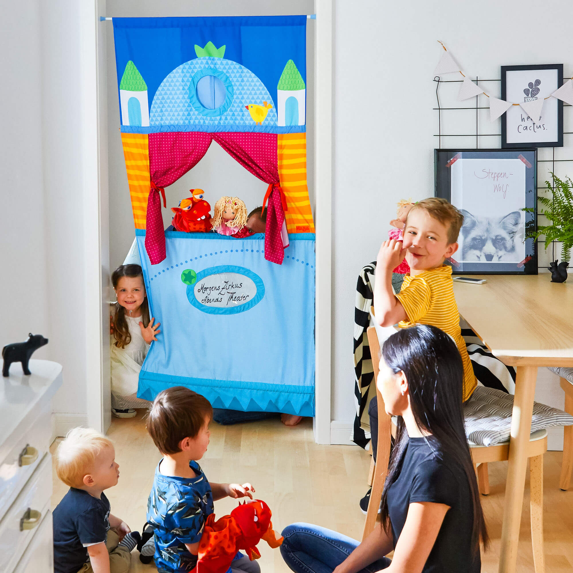 HABA Hanging Doorway Puppet Theater | Playroom Avenue