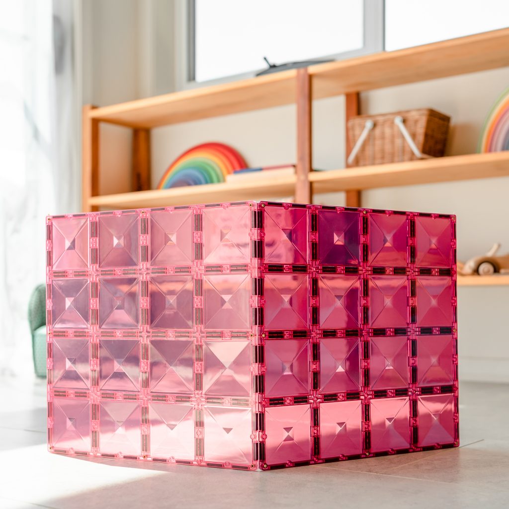 Connetix Magnetic Tiles | Pastel Pink & Berry Base Plate Pack Pastel (2 pcs) | Playroom Avenue