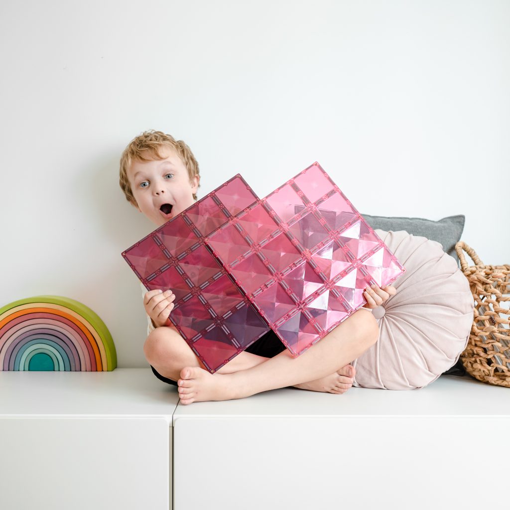 Connetix Magnetic Tiles | Pastel Pink & Berry Base Plate Pack Pastel (2 pcs) | Playroom Avenue