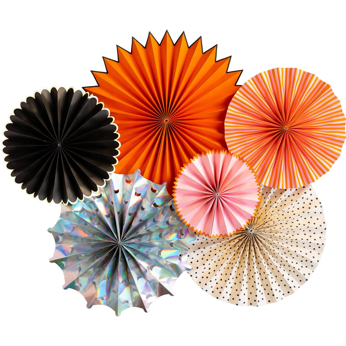 Pink, Black & Orange Halloween Paper Fan Set – 6ct | Playroom Avenue