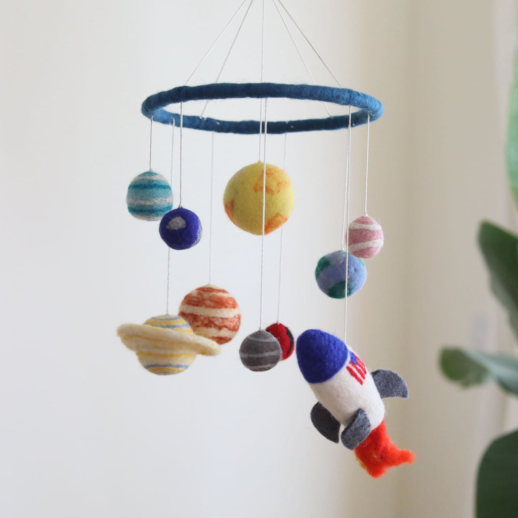 Ganapati Crafts Co. Felt Baby Mobile - Solar System | Playroom Avenue
