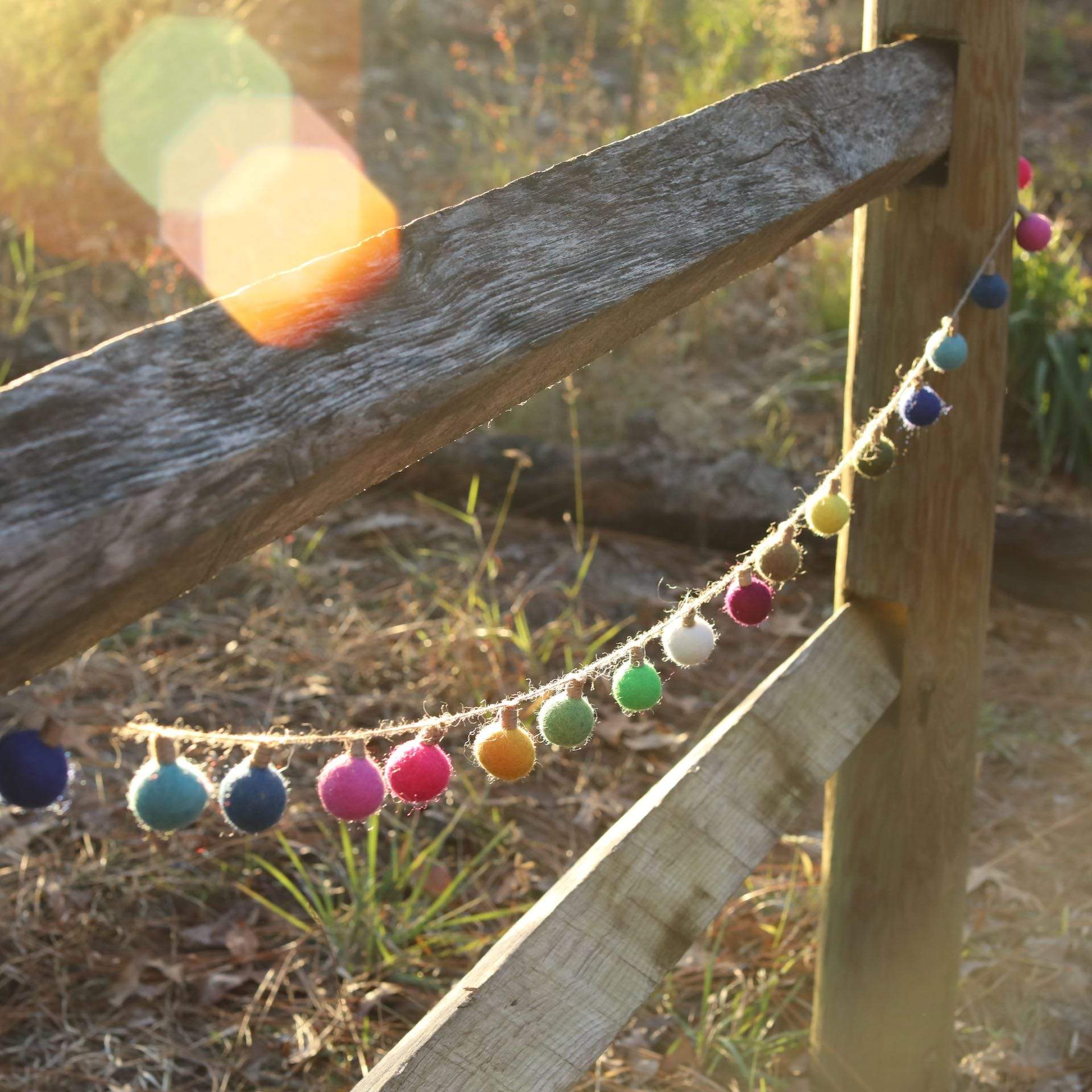 Ganapati Crafts Co. Felt Color Ball Lightbulb Garland | Playroom Avenue