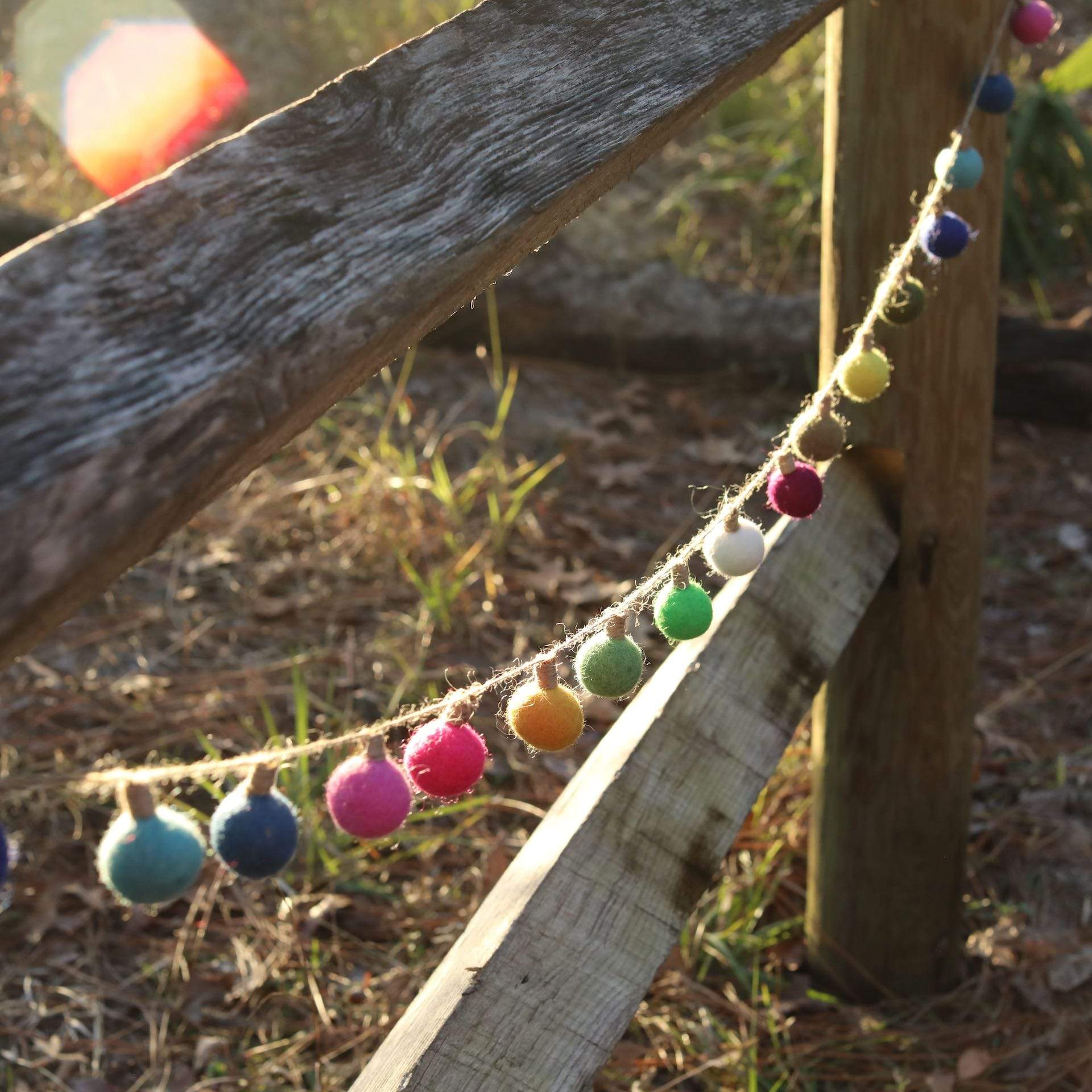 Ganapati Crafts Co. Felt Color Ball Lightbulb Garland | Playroom Avenue