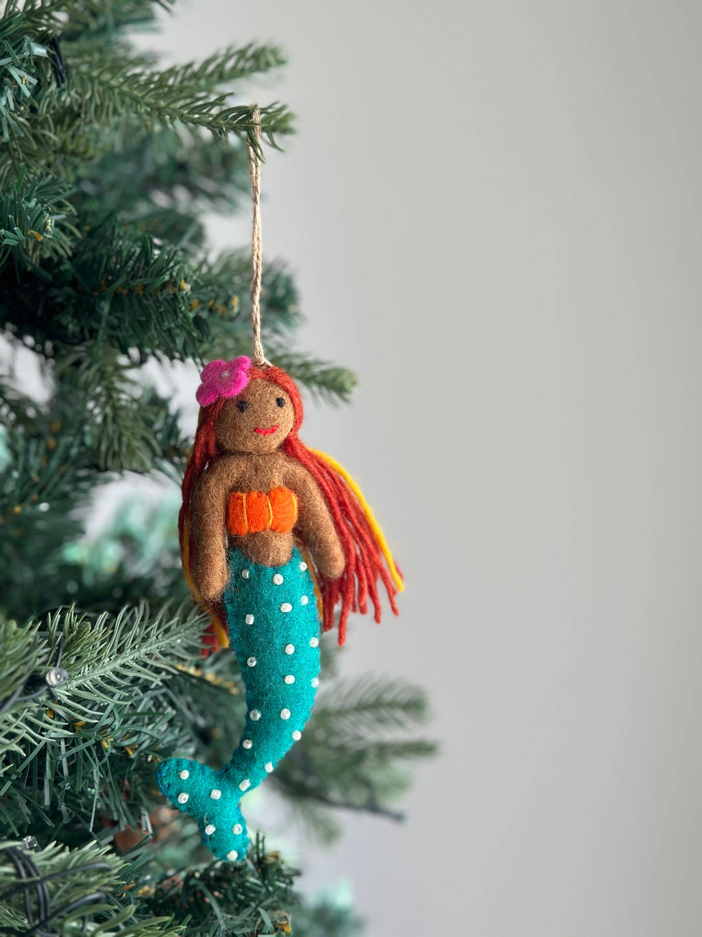 Ganapati Crafts Co. Felt Ornament - Assorted Mermaid Latina - Turquoise tail | Playroom Avenue