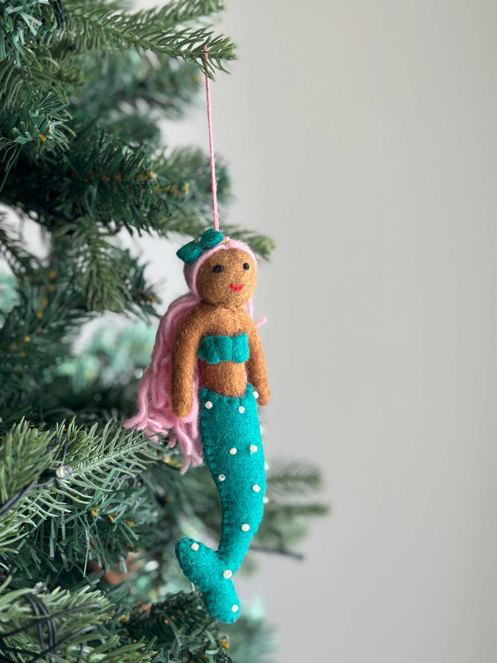 Ganapati Crafts Co. Felt Ornament - Assorted Mermaid Black - Turquoise tail | Playroom Avenue