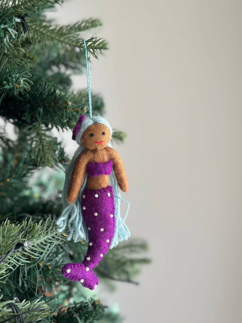 Ganapati Crafts Co. Felt Ornament - Assorted Mermaid Black - Purple tail | Playroom Avenue