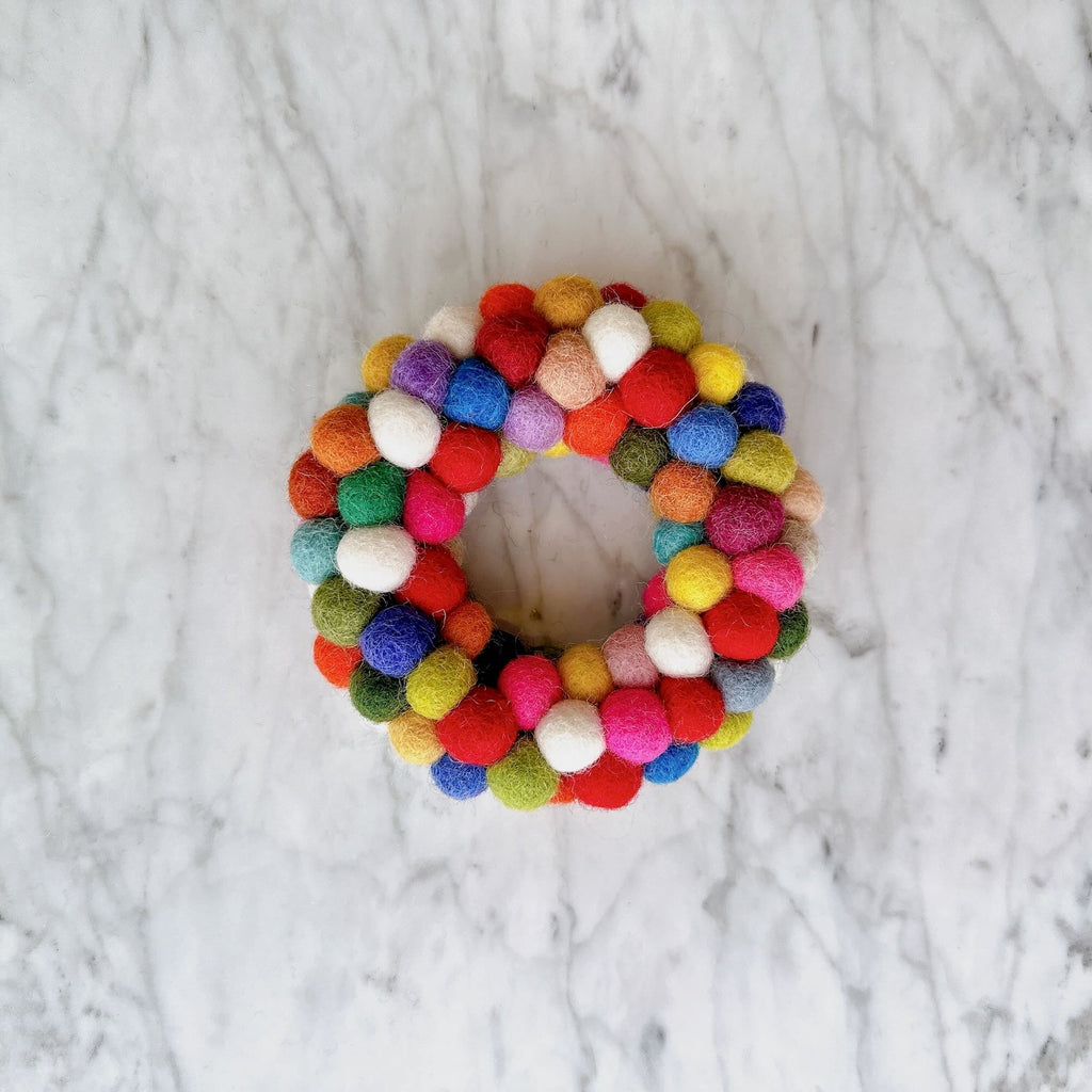 Ganapati Crafts Co. Felt Ornament - Mini Pompom Pompom Wreath | Playroom Avenue