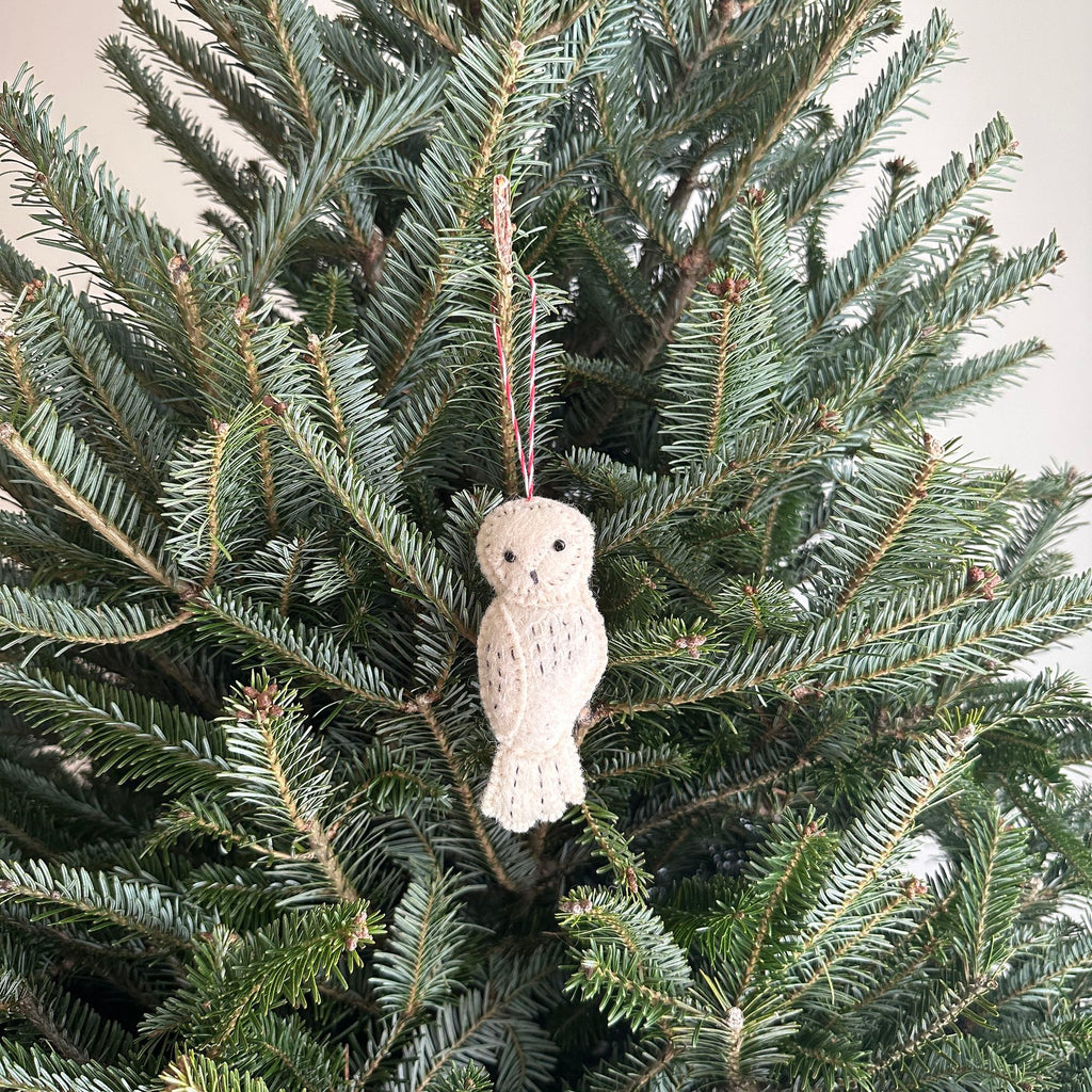 Ganapati Crafts Co. Felt Ornament - Owl Family White | Playroom Avenue