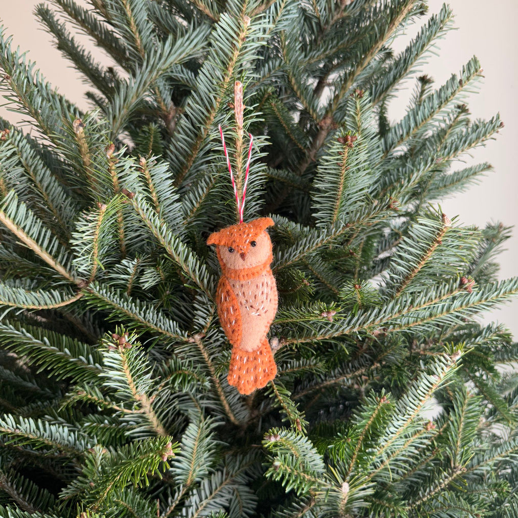 Ganapati Crafts Co. Felt Ornament - Owl Family Orange | Playroom Avenue