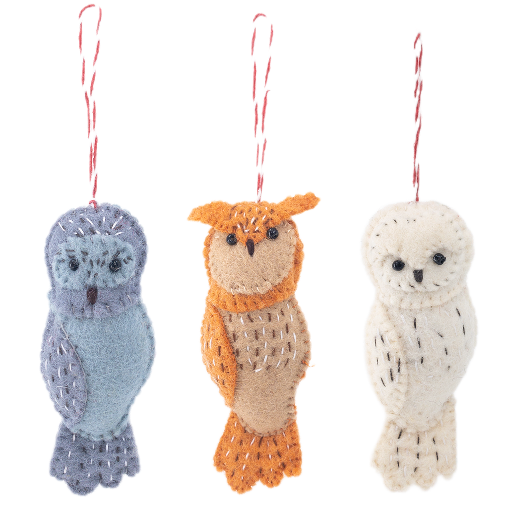 Ganapati Crafts Co. Felt Ornament - Owl Family | Playroom Avenue
