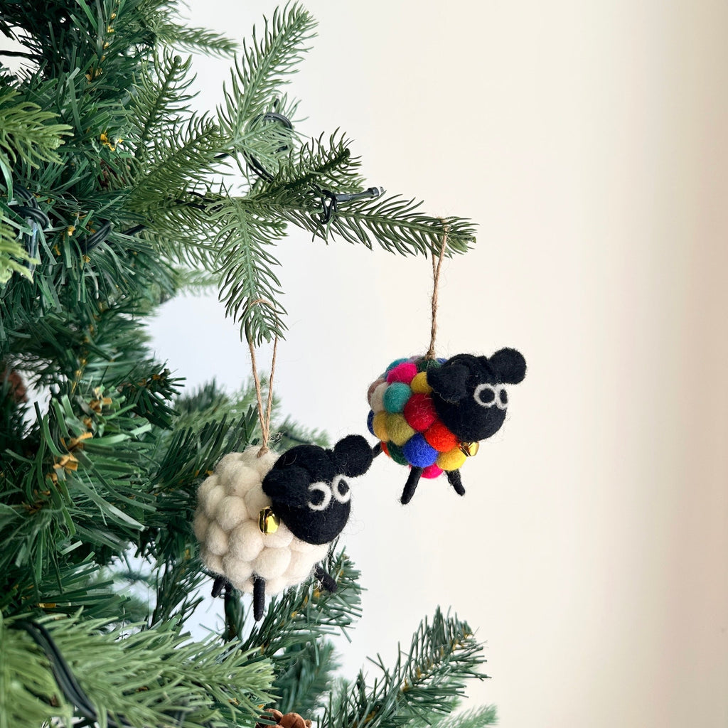Ganapati Crafts Co. Felt Ornament - Pompom Ball Mini Sheep | Playroom Avenue