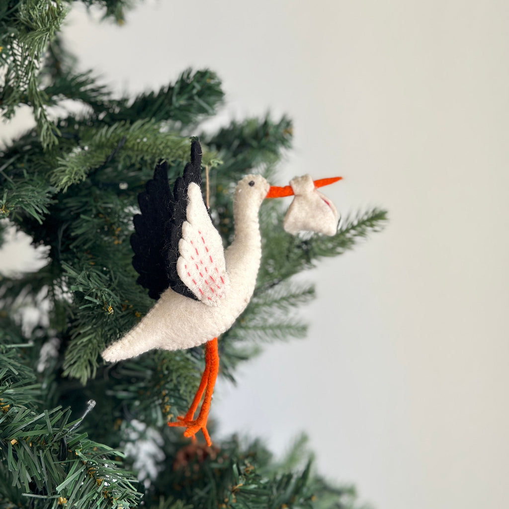 Ganapati Crafts Co. Felt Ornament - Stork | Playroom Avenue