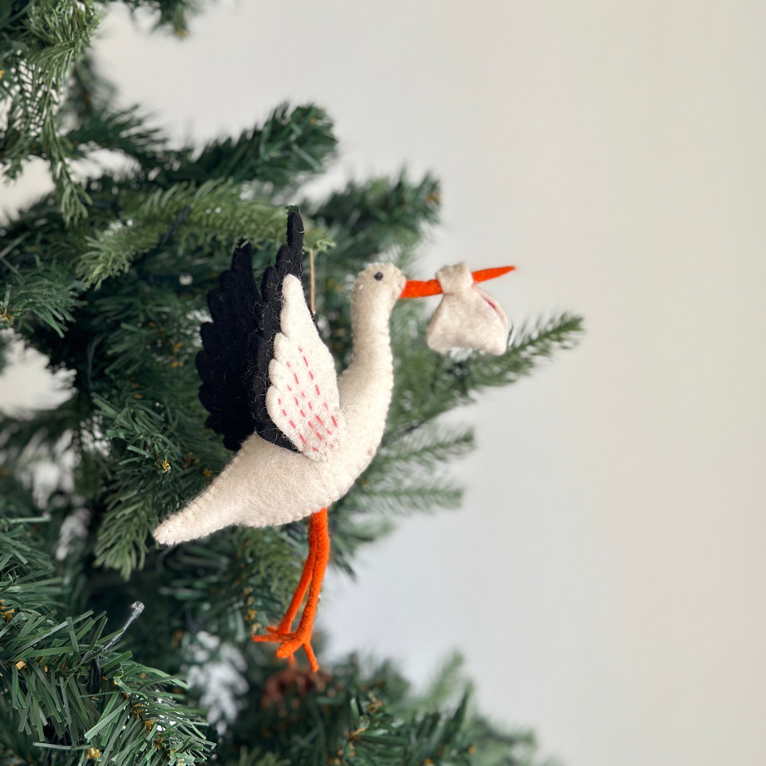 Ganapati Crafts Co. Felt Ornament - Stork | Playroom Avenue