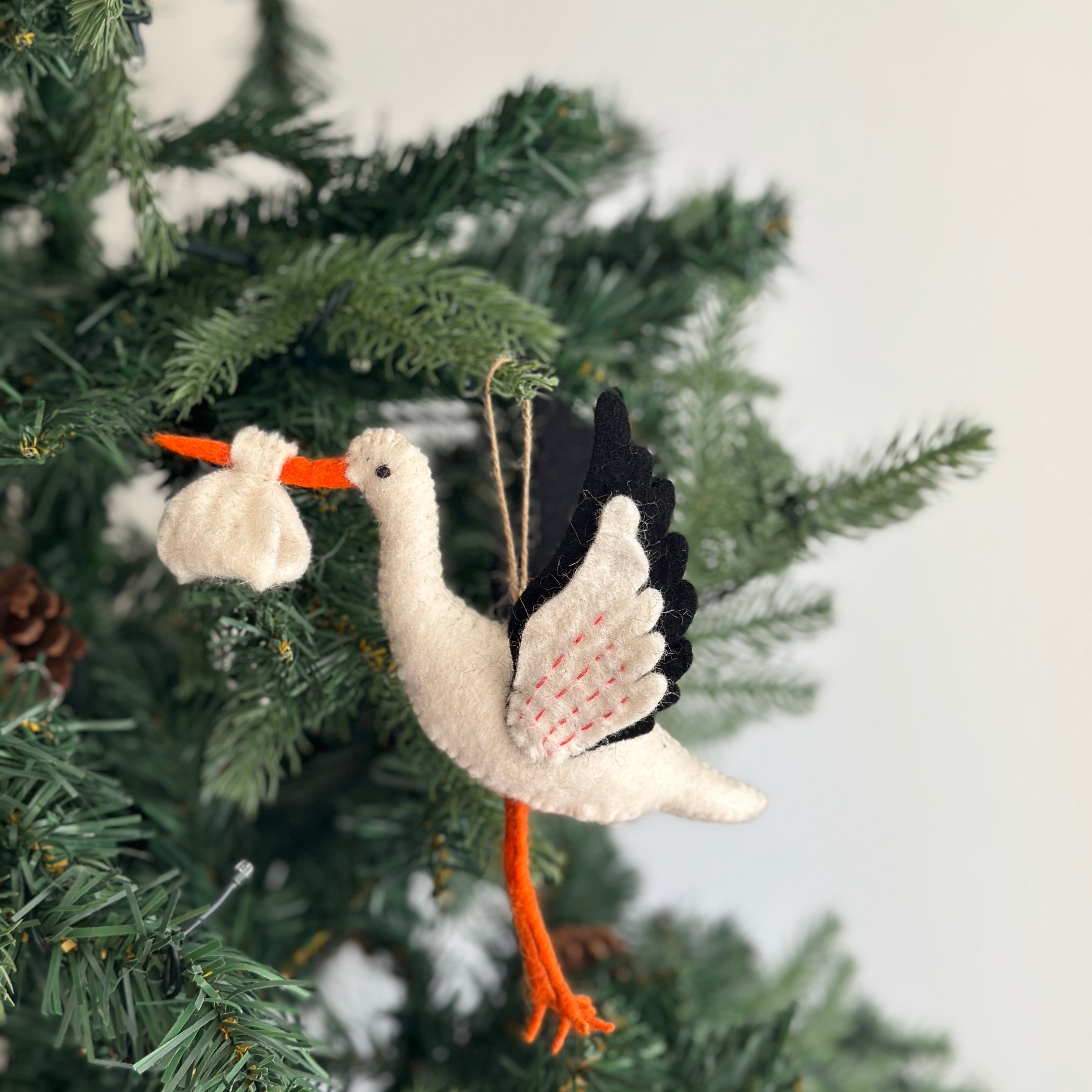 Ganapati Crafts Co. Felt Ornament - Stork | Playroom Avenue
