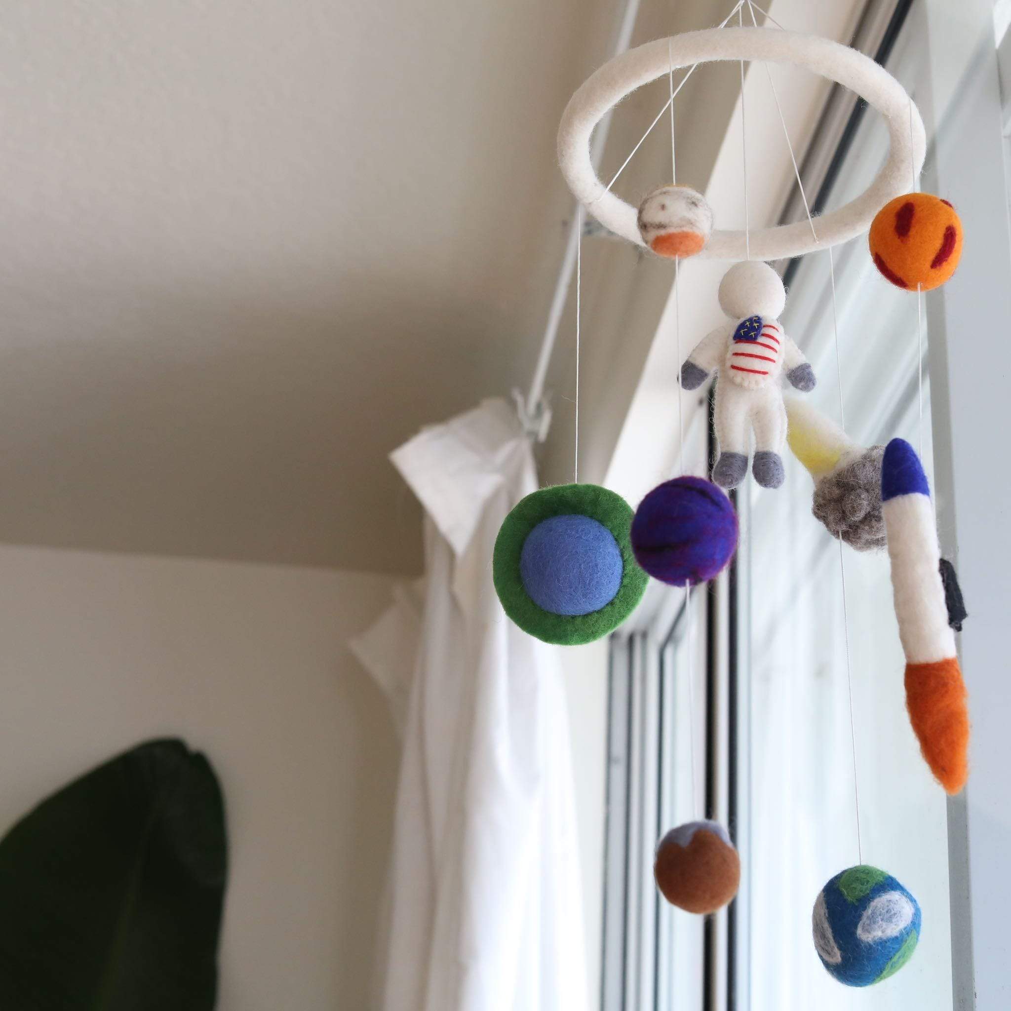 Ganapati Crafts Co. Felt Spaceman Baby Mobile | Playroom Avenue