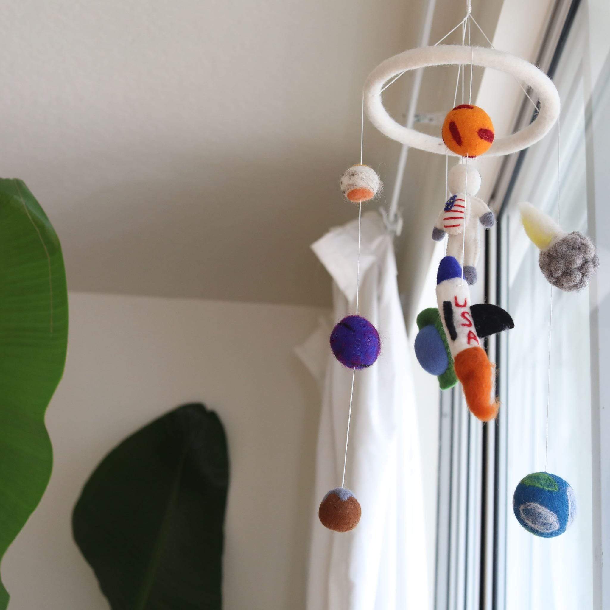 Ganapati Crafts Co. Felt Spaceman Baby Mobile | Playroom Avenue