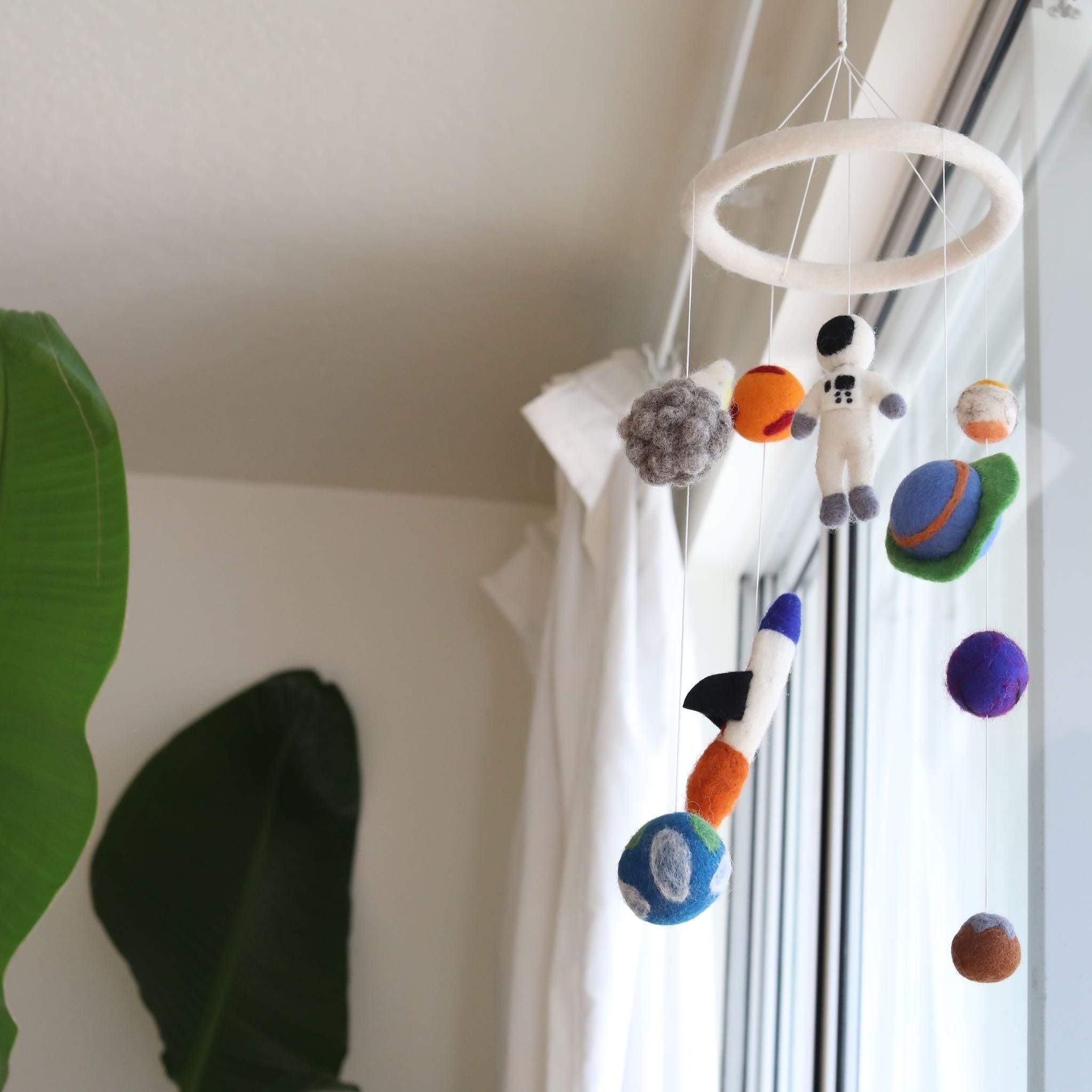 Ganapati Crafts Co. Felt Spaceman Baby Mobile | Playroom Avenue