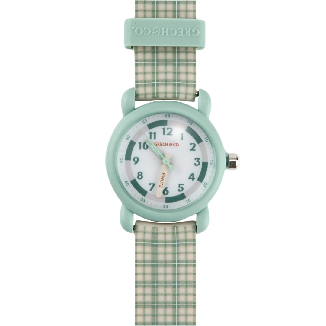 GRECH & CO. Classic Watches | Silicone + Stainless Steel | Fern Plaid Fern Plaid | Playroom Avenue