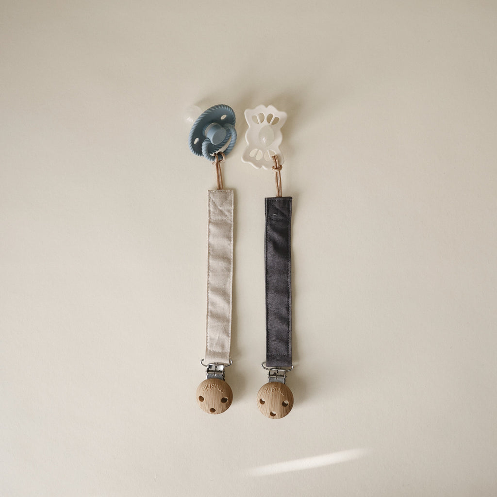Mushie Linen Pacifier Clip 2-Pack | Playroom Avenue