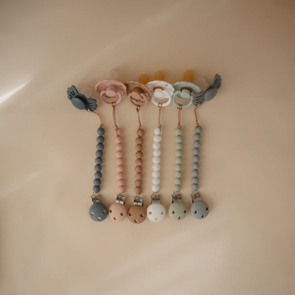 Mushie Silicone Pacifier Clip | Hera | Playroom Avenue